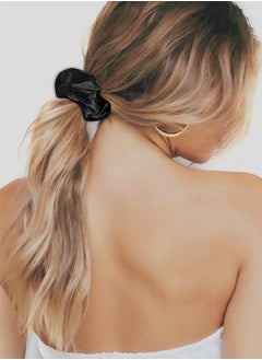 GUSGU 8 Pieces Black Scrunchies for Hair, Soft Velvet Elastics Hair Bands, Classic Scrunchy Hair Ties Ropes Ponytail Holder for Women Girls Hair Accessories  - Image 4