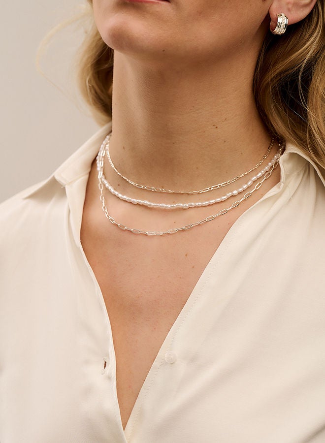 ORELIA LONDON Pearl & Chain 3-Row Necklace  - Image 2