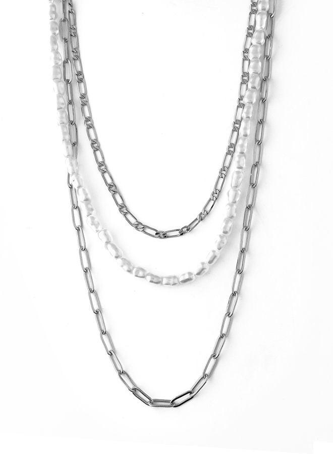 ORELIA LONDON Pearl & Chain 3-Row Necklace  - Image 1