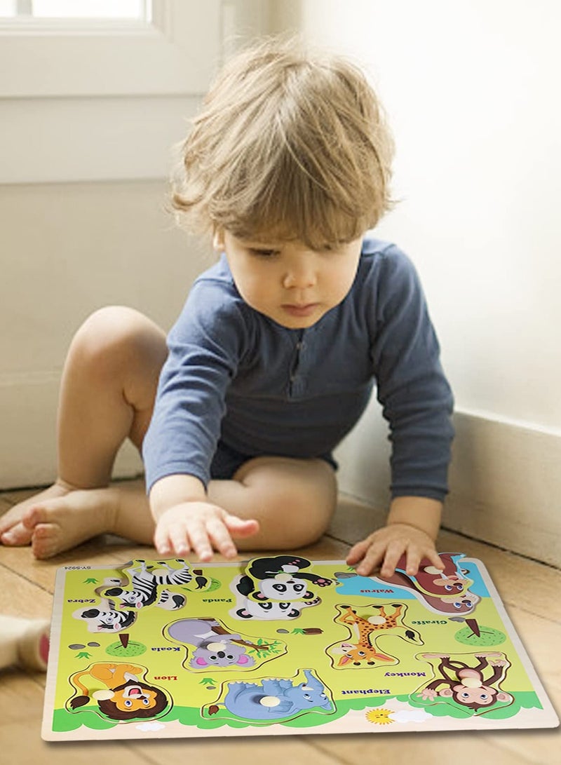 Mordely Peg Puzzle Wooden Animal Montessori Shape Puzzle with Board Learning Toys Educational Games Gifts - Image 5