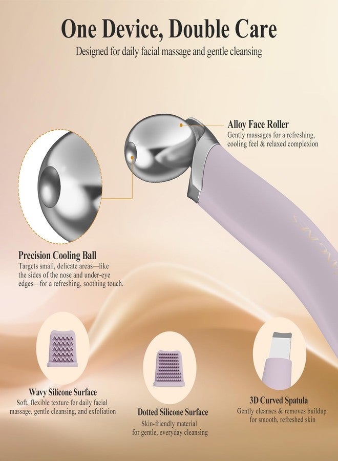 Vangines 3-in-1 Ice Roller for Face & Eyes – Cooling Facial Roller, Pore Cleansing Tool with 2 Silicone Brushes, Stainless Steel Roller for Puffiness & Pores (Purple) - Image 5