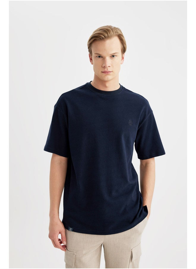 DeFacto - Man Comfort Fit Crew Neck Short Sleeve Knitted T-Shirt - Image 1
