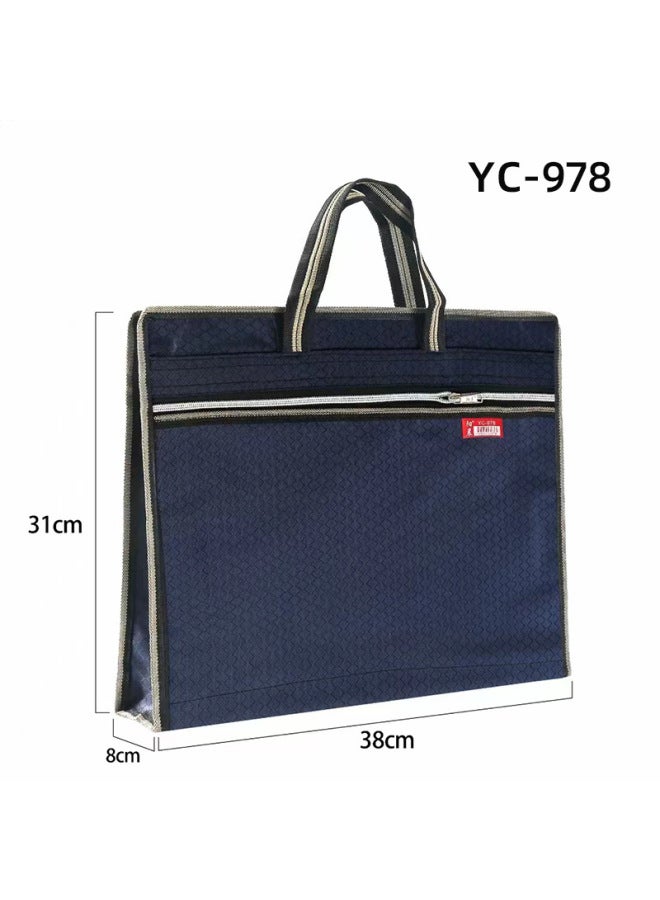 HELPS A4 Satchel Document Bag Customized Large-capacity Multi-functional Document Bag Oxford Cloth Double Zipper Information Conference Briefcase - Image 1