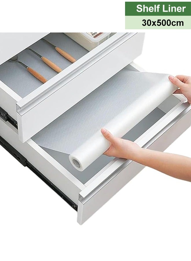 Shelf Liner Non Adhesive Drawer Liner Kitchen Shelf Liner  Non-Slip Cabinet Liner Washable Refrigerator Liners Moisture proof Drawer Mat for Storage Organization Oil-Proof Drawer Liners for Kitchen Dining Easy to Cut Transparent(30*500cm) - Image 1