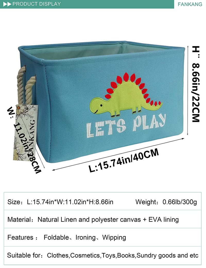 FANKANG Rectangular Laundry Basket Nursery Storage Fabric Storage Bin Storage Hamper,Gift Baskets (Single Dinosaur) - Image 2