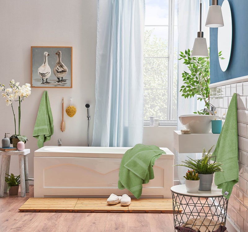 Utopia Towels مجموعة مناشف يوتوبيا 8 قطع، 2 منشفة استحمام، 2 منشفة يد، و4 قطع قماش غسيل، 600 GSM 100% قطن حلقي مص spun عالي الامتصاص للمناشف للحمام، الصالة الرياضية، الفندق، والسبا (أخضر مريمي) - Image 5