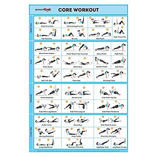 SPORTAXIS No-Equipment Laminated Body Weight Workout Poster with Coloured Illustrations (18"x 27", Motivational, Multicolour) - Image 1