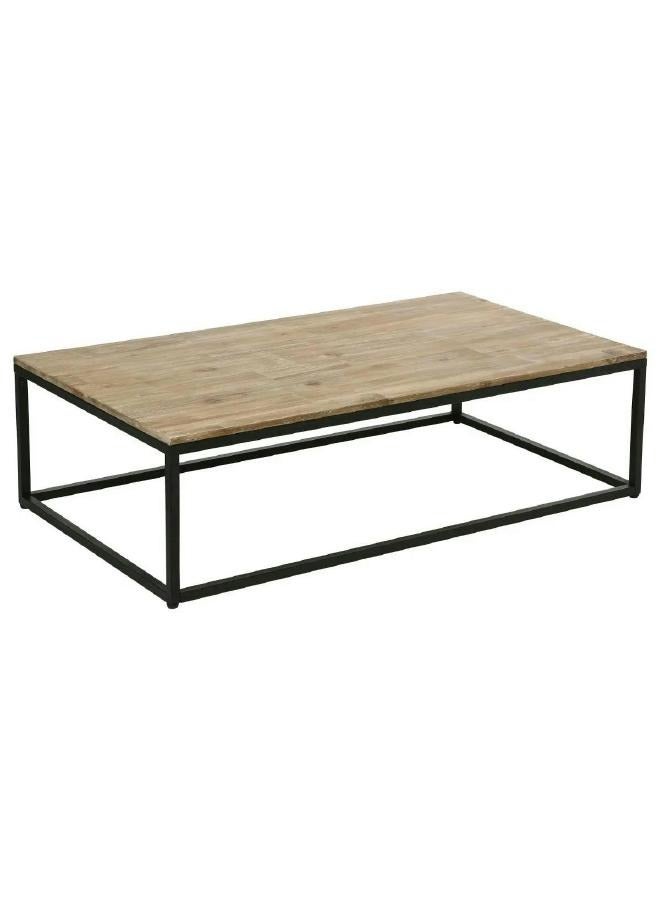 لوفت طاولة قهوة EDENA، مستطيلة، الطول 115 × العرض 65 × الارتفاع 32.5 سم، خشب طبيعي، إطار معدني أسود - 102411 - Image 2