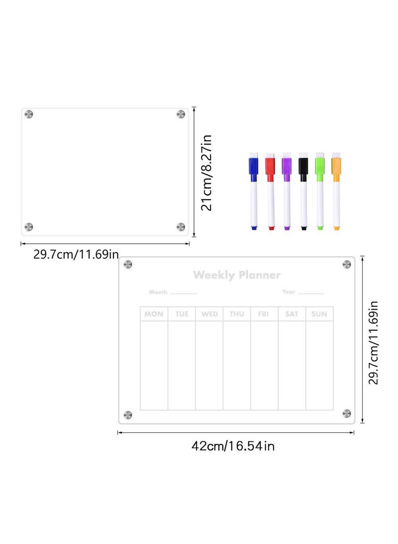 Magnetic Transparent Acrylic Week Plan Memo Message Board Erasable Magnetic Refrigerator Sticker - Image 1
