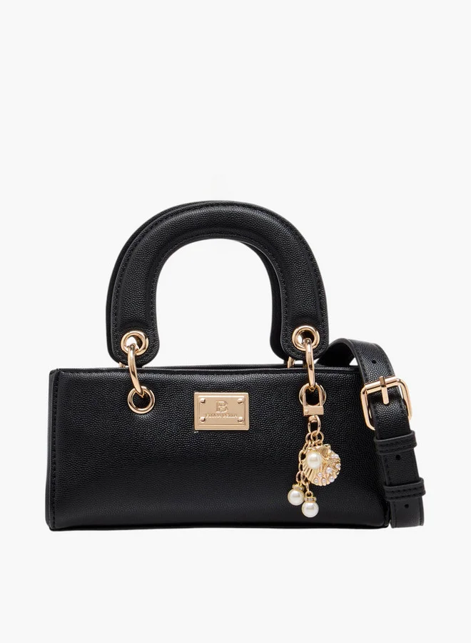 فلورا بيلا من شو إكسبرس Textured Crossbody Bag with Detachable Strap and Charm Detail