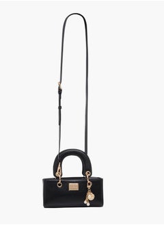 Flora Bella By Shoexpress Textured Crossbody Bag with Detachable Strap and Charm Detail  - Image 2