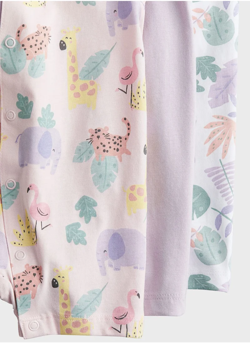 H&M Kids 3 Pack Printed Bodysuit Pyjama
