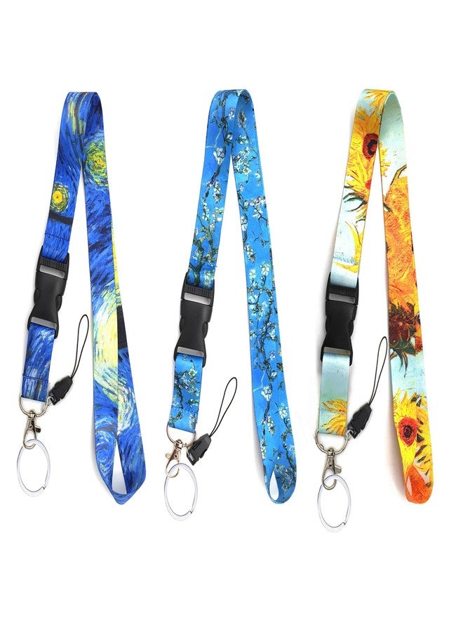 HAMYEE 3 Pack Lanyard for Keys Keychain ID Badge Holder Detachable Neck Strap Buckle Metal Spring Keyring Cool for Women Men Adult, 3pcs Mixed Colors-02, 58cm*2.5cm - Image 1