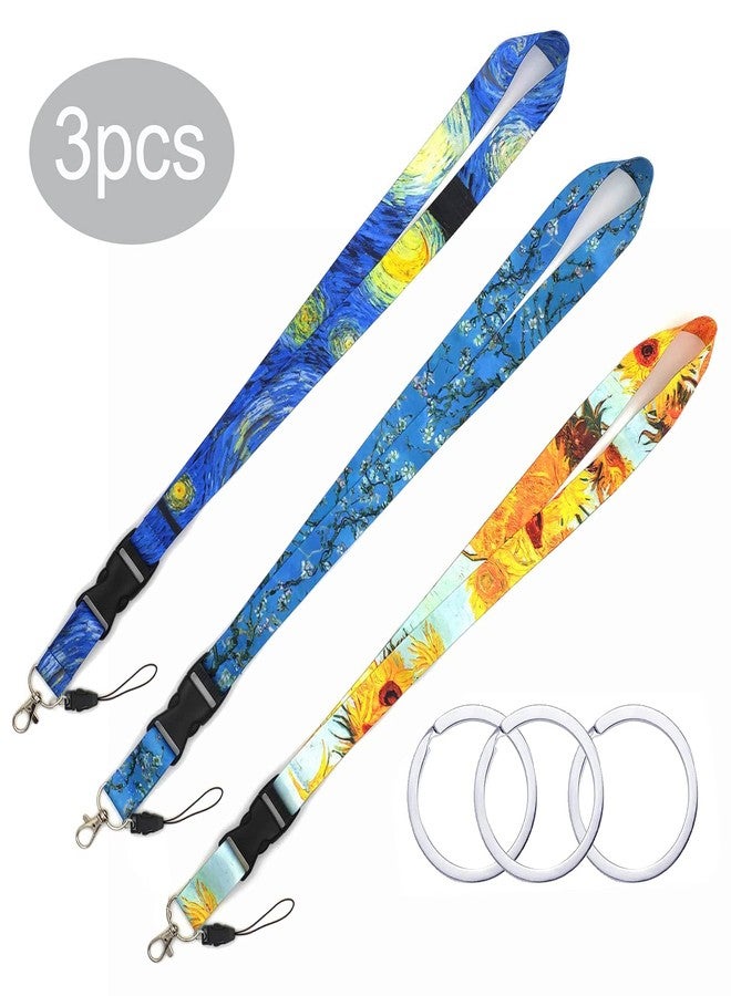 HAMYEE 3 Pack Lanyard for Keys Keychain ID Badge Holder Detachable Neck Strap Buckle Metal Spring Keyring Cool for Women Men Adult, 3pcs Mixed Colors-02, 58cm*2.5cm - Image 2