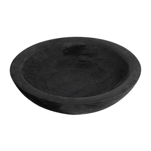 RUIRUICO Hand Carved Wooden Decorative Bowl for Home Entryway Decor, Wood Centerpiece Bowl for Coffee Table Decor, Wood Dough Bowl for Farmhouse Decor (Black) - Image 1
