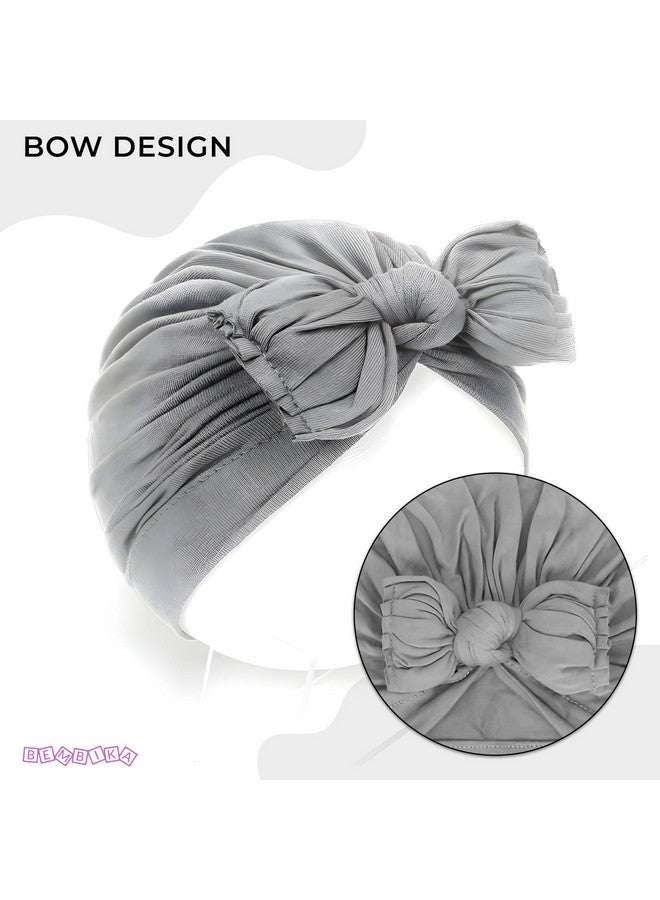 BEMBIKA Beanie Bow Headband For Baby Girl Hair Accessories For Girls Baby Headband- (Grey)  - Image 3