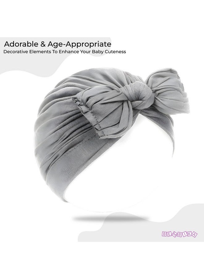 BEMBIKA Beanie Bow Headband For Baby Girl Hair Accessories For Girls Baby Headband- (Grey)  - Image 5