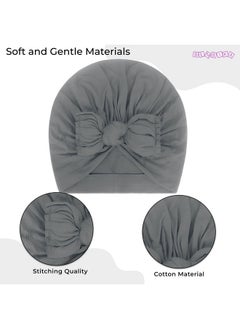 BEMBIKA Beanie Bow Headband For Baby Girl Hair Accessories For Girls Baby Headband- (Grey)  - Image 4
