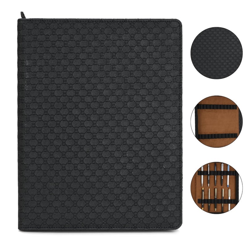 essart Premium PU Leather Men's & Women's 48 Fountain Pen Case - Zippered Pen Pencil Bag Pouch for School, Work & Office Marker Case Organizer Large Capacity for Your Collection Colour Black - Image 3