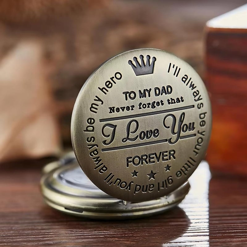 Tiny Tim Store Antique Bronze Pocket-Watch Vintage Theme Metallic Car Bike Home Key Chain & Key Rings Best Gift for Men & Women on their Special Occassions (To Dad Vintage) - Image 5