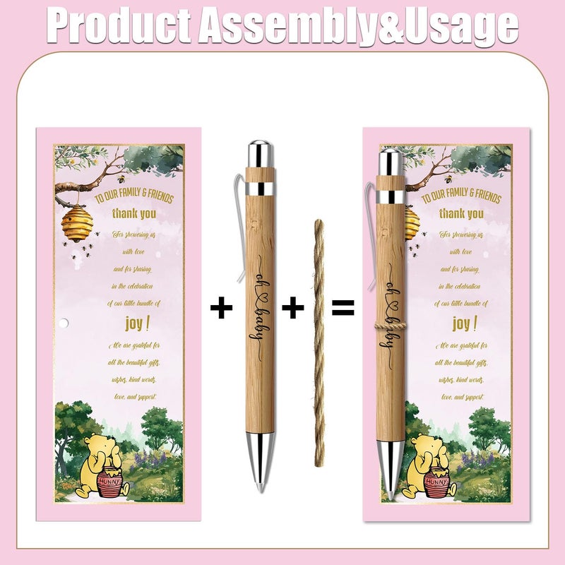Toerifer 30 Pcs Baby Shower Gifts for Guests, Winnie Baby Shower Sets, Included Bamboo Pens Greeting Cards, Gender Reveal Souvenirs Prizes, Winnie Greeting Cards, Gender Reveal Decor - Image 3