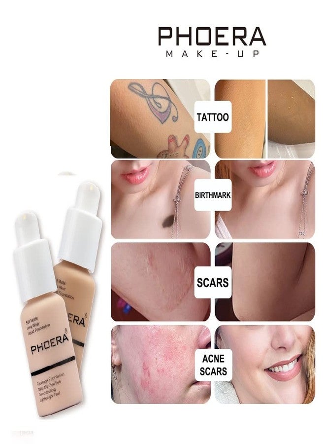 Phoera® Full Coverage Foundation Soft Matte Oil Control Concealer 30ml Flawless Cream Smooth Long Lasting aq (108 TAN) - Image 3