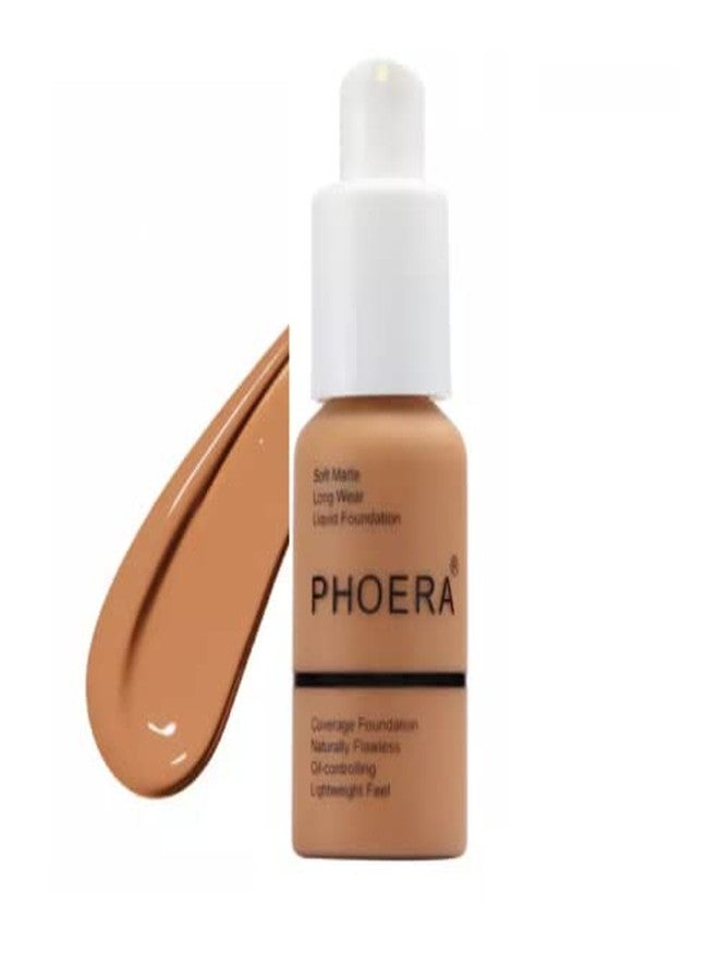 Phoera® Full Coverage Foundation Soft Matte Oil Control Concealer 30ml Flawless Cream Smooth Long Lasting aq (108 TAN) - Image 1
