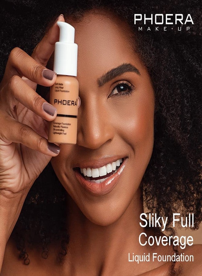 Phoera® Full Coverage Foundation Soft Matte Oil Control Concealer 30ml Flawless Cream Smooth Long Lasting aq (108 TAN) - Image 2