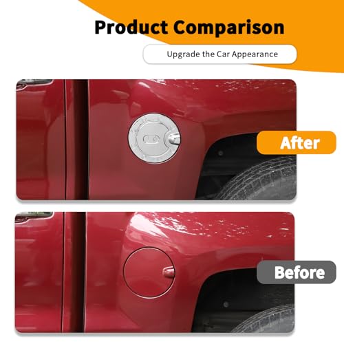 Hoolcar Gas Cap Trim Cover Fuel Filler Door Gas Tank Cap Trim Cover Fit for Chevrolet Silverado GMC Sierra 2014-2018, Chrome, Exterior Accessory - Image 2