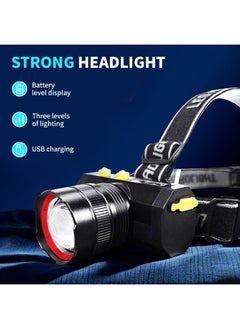 Generic 90° Rotating Lightweight Head Light, Rechargeable Headlamp with Real-Time Power Monitoring, 3 Lighting Modes, Suitable for Outdoor Adventures, Hiking, Night Running, Emergency Backup  - Image 2