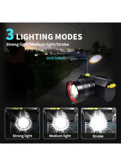 Generic 90° Rotating Lightweight Head Light, Rechargeable Headlamp with Real-Time Power Monitoring, 3 Lighting Modes, Suitable for Outdoor Adventures, Hiking, Night Running, Emergency Backup  - Image 3