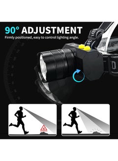 Generic 90° Rotating Lightweight Head Light, Rechargeable Headlamp with Real-Time Power Monitoring, 3 Lighting Modes, Suitable for Outdoor Adventures, Hiking, Night Running, Emergency Backup  - Image 5