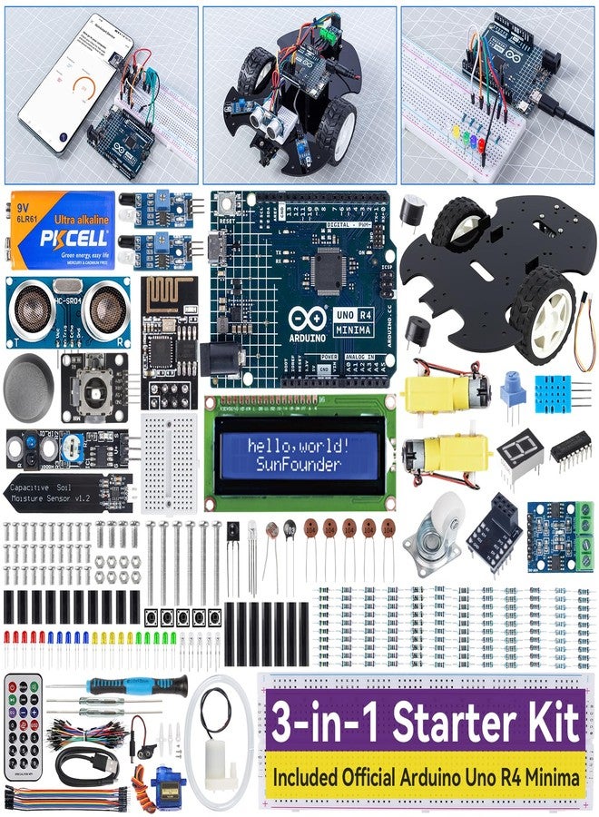 SunFounder Ultimate Starter Kit with Original Arduino Uno R4 Minima, 3 in 1 IoT/Smart Car/Basic Kit with Online Tutorials, for Beginners to Enthusiasts (Original Arduino Uno R4 Minima Included) - Image 1