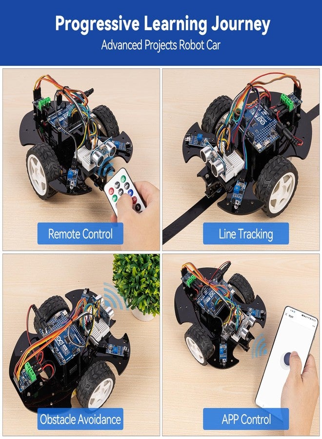 SunFounder Ultimate Starter Kit with Original Arduino Uno R4 Minima, 3 in 1 IoT/Smart Car/Basic Kit with Online Tutorials, for Beginners to Enthusiasts (Original Arduino Uno R4 Minima Included) - Image 5
