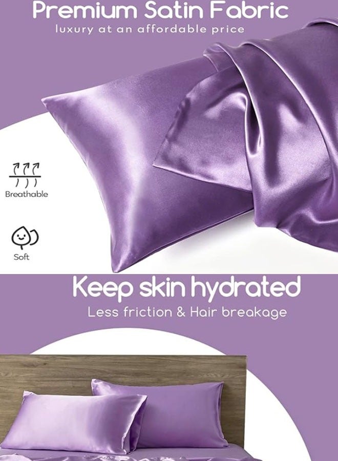 ZCM-HAPPY Pack of 2 Skin-Friendly Silk Satin Pillowcases with Envelope Design, Smooth Pillowcase Hair-Friendly Pillowcase Luxurious Satin Pillow Covers For Better Sleep Anti-wrinkle Pillowcases for Sensitive Skin - Image 2