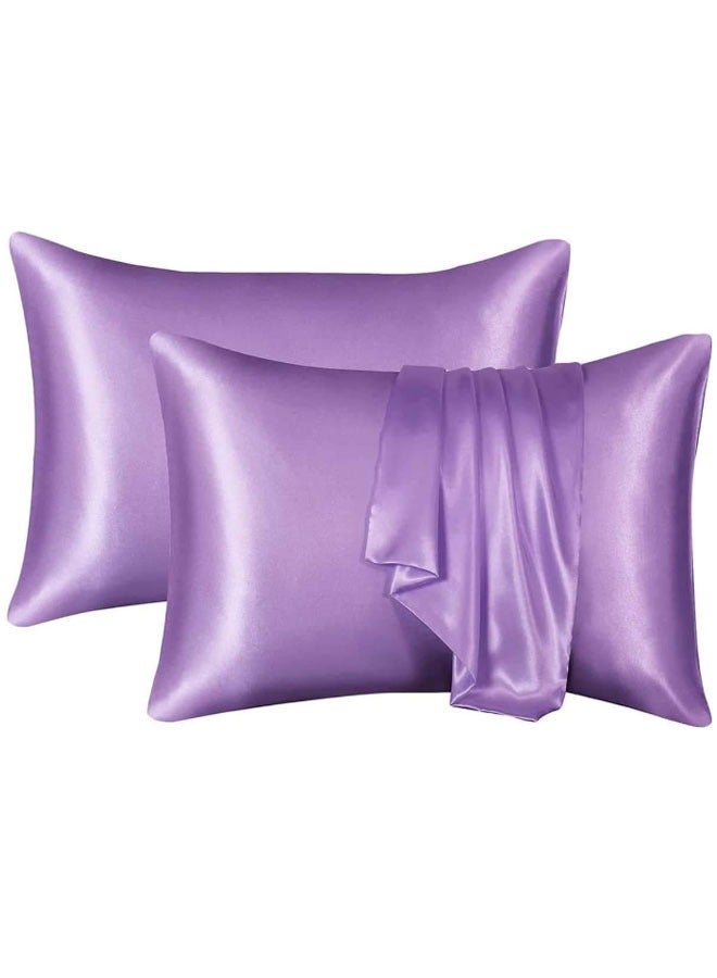 ZCM-HAPPY Pack of 2 Skin-Friendly Silk Satin Pillowcases with Envelope Design, Smooth Pillowcase Hair-Friendly Pillowcase Luxurious Satin Pillow Covers For Better Sleep Anti-wrinkle Pillowcases for Sensitive Skin - Image 5