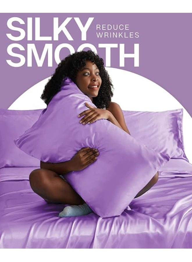ZCM-HAPPY Pack of 2 Skin-Friendly Silk Satin Pillowcases with Envelope Design, Smooth Pillowcase Hair-Friendly Pillowcase Luxurious Satin Pillow Covers For Better Sleep Anti-wrinkle Pillowcases for Sensitive Skin - Image 3