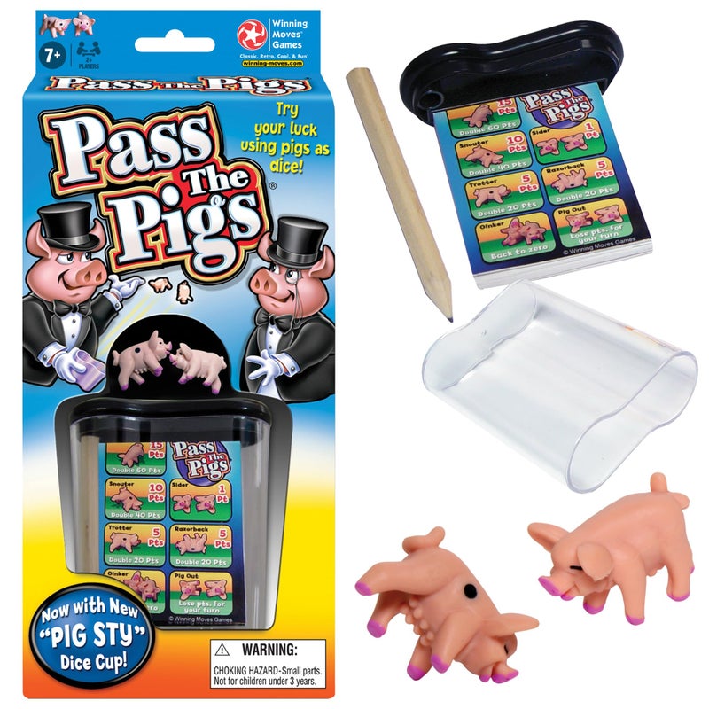 Winning Moves Pass The Pigs by Winning Moves Games USA, a Hilarious Pig Dice Game, Family Favorite for Over 40 Years, for 2 or more Players, Ages 7+ (1046) - Image 1