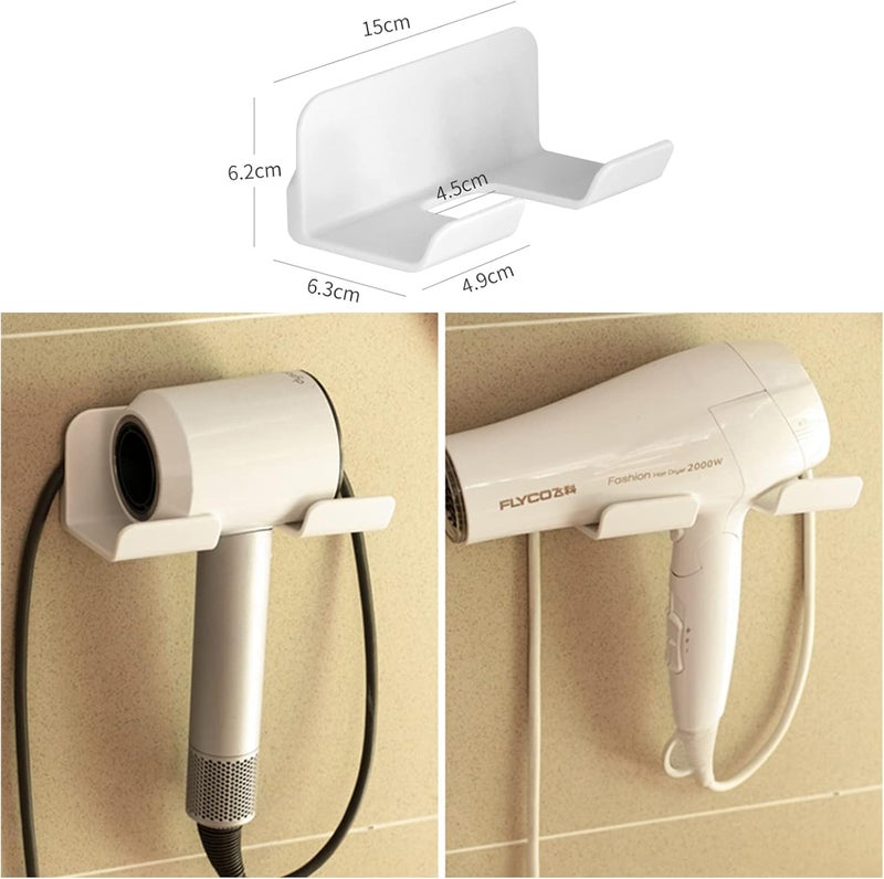 SUPTEC 2 Pack Universal Hair Dryer Holder, Self Adhesive Wall Mount Stand for Most Brand/Size Hair Blow Dryer Hair Dryer Organizer Rack with Plug&Wire Hook for Bathroom - Image 3