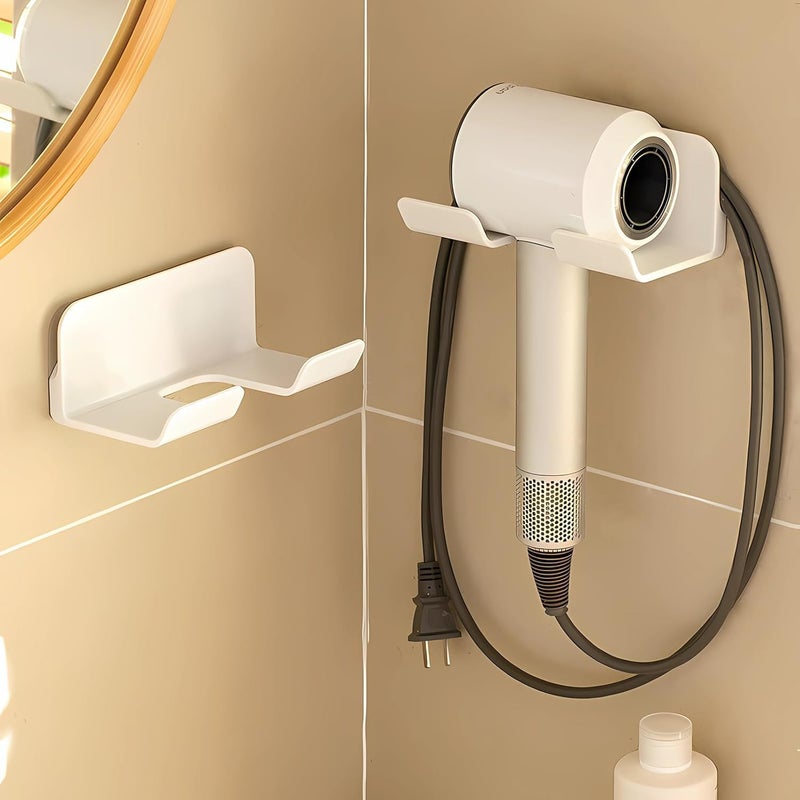 SUPTEC 2 Pack Universal Hair Dryer Holder, Self Adhesive Wall Mount Stand for Most Brand/Size Hair Blow Dryer Hair Dryer Organizer Rack with Plug&Wire Hook for Bathroom - Image 2