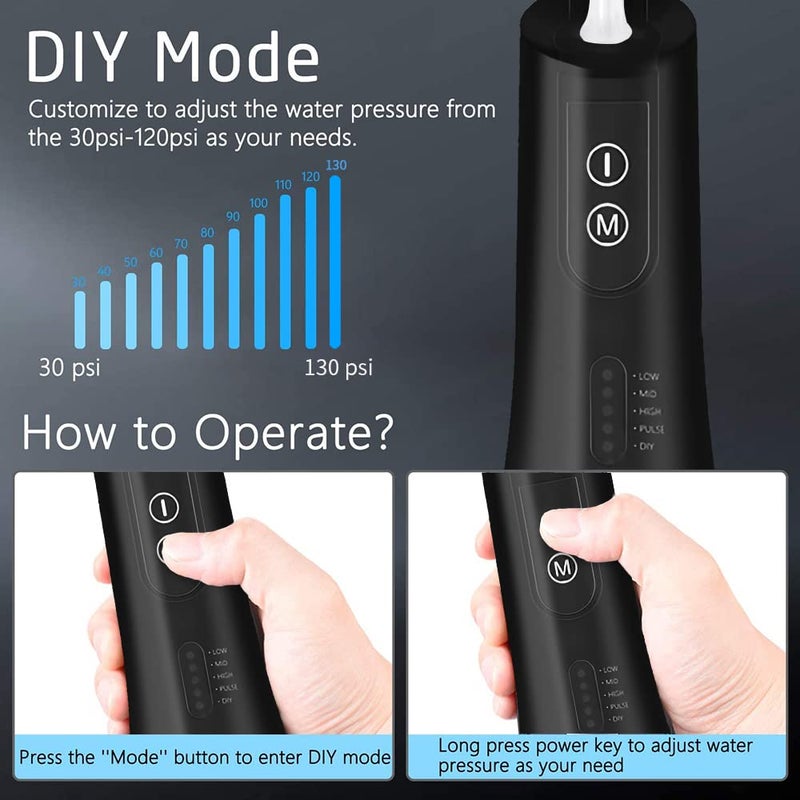 HANNEA® Water Dental Flosser for Teeth Oral Care Professional Dental Oral Cleaner for Braces Bridges, Cordless Rechargeable IPX7 Waterproof and 5 Modes, 400ML Flossing for Home Trave - Image 5