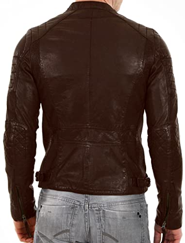 DECIMAL Men's Black & BROWN Genuine Lambskin Leather Biker Jacket VINTAGE REAL MOTORCYCLE JACKETS FOR MEN (L, BROWN) - Image 2