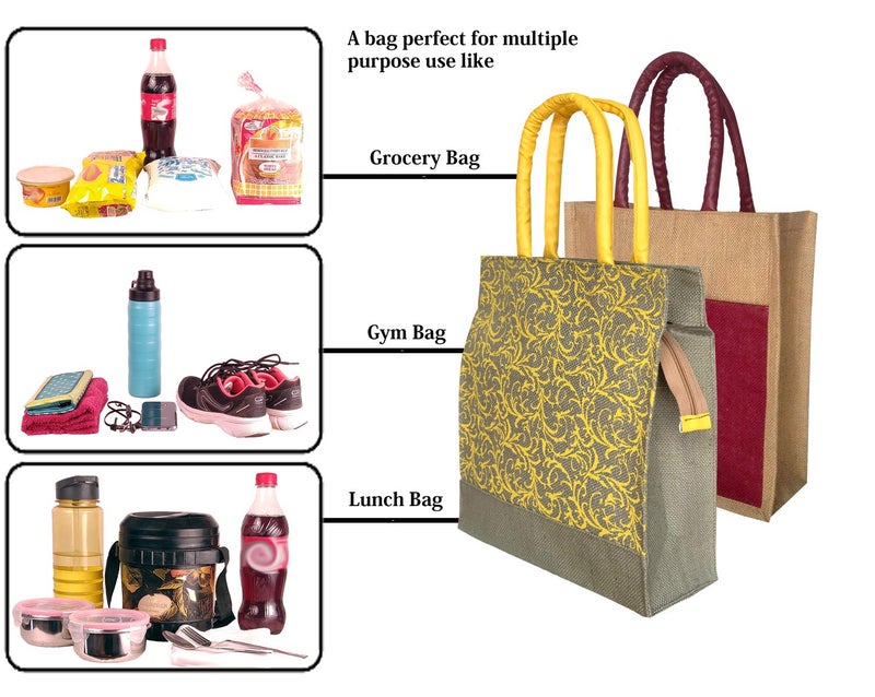 FOONTY Men/Women Jute Lunch Bags(Pack of 3,ZYL-1B) - Image 3