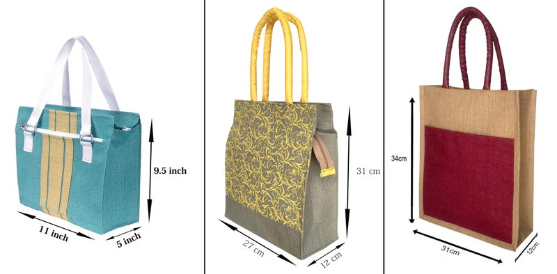 FOONTY Men/Women Jute Lunch Bags(Pack of 3,ZYL-1B) - Image 2