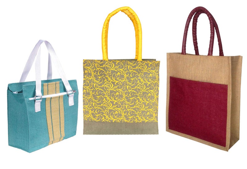 FOONTY Men/Women Jute Lunch Bags(Pack of 3,ZYL-1B) - Image 1