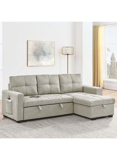 Castro Reversible Fabric Corner Sofa Bed With Storage And  USB port  Convertible Sleeping Sofabed Comfortable Living Room Furniture L 215x133x83 cm Beige - pzsku/Z0445F65A14E9D4584EC6Z/45/_/1705948407/8976d2a0-5f75-424d-bea5-3667877889c4