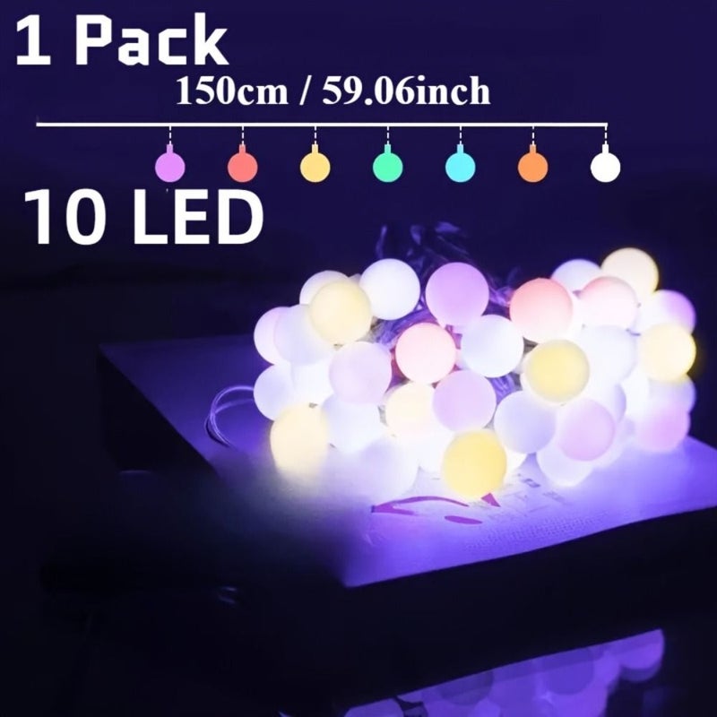 Ncon LED Frosted Ball String Lights 10 LEDs Multicolor For Bedroom Wedding Decor - Image 3