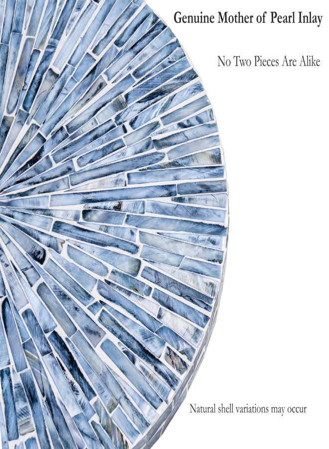 PEMAR 12.6” Handcrafted Mother of Pearl Blue Starburst Lazy Susan - Rotating Centerpiece for Dining Table, Elegant Beach House & Farmhouse Home Décor, Luxury Hostess & Housewarming Gift - Image 3
