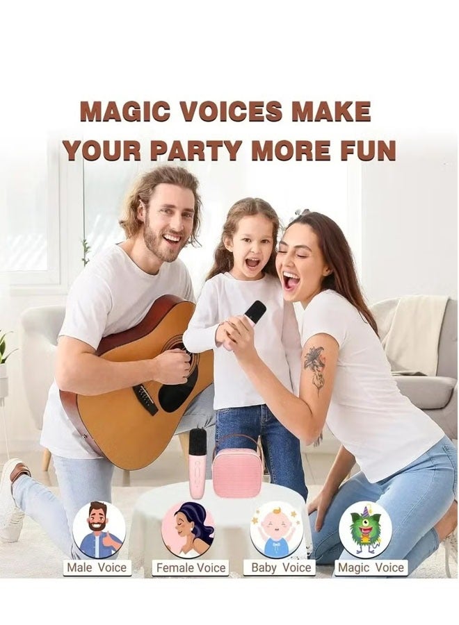 Portable Bluetooth Karaoke Machine with 2 Wireless Microphones, Music Player and Mini Speaker for Kids, Toys and Gifts, Pink  - Image 4