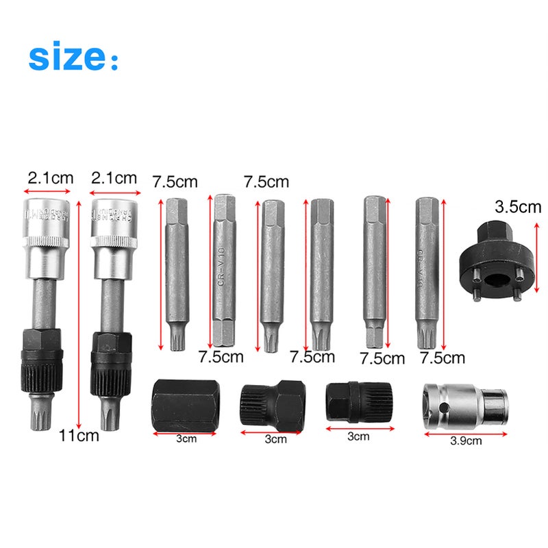 Alternator Free Wheel Pulley Removal Tool Set - Hardened Tempered Carbon Steel for Durability, Blow Molded Storage Case for Fiat, Seat Auto Maintenance - Image 2